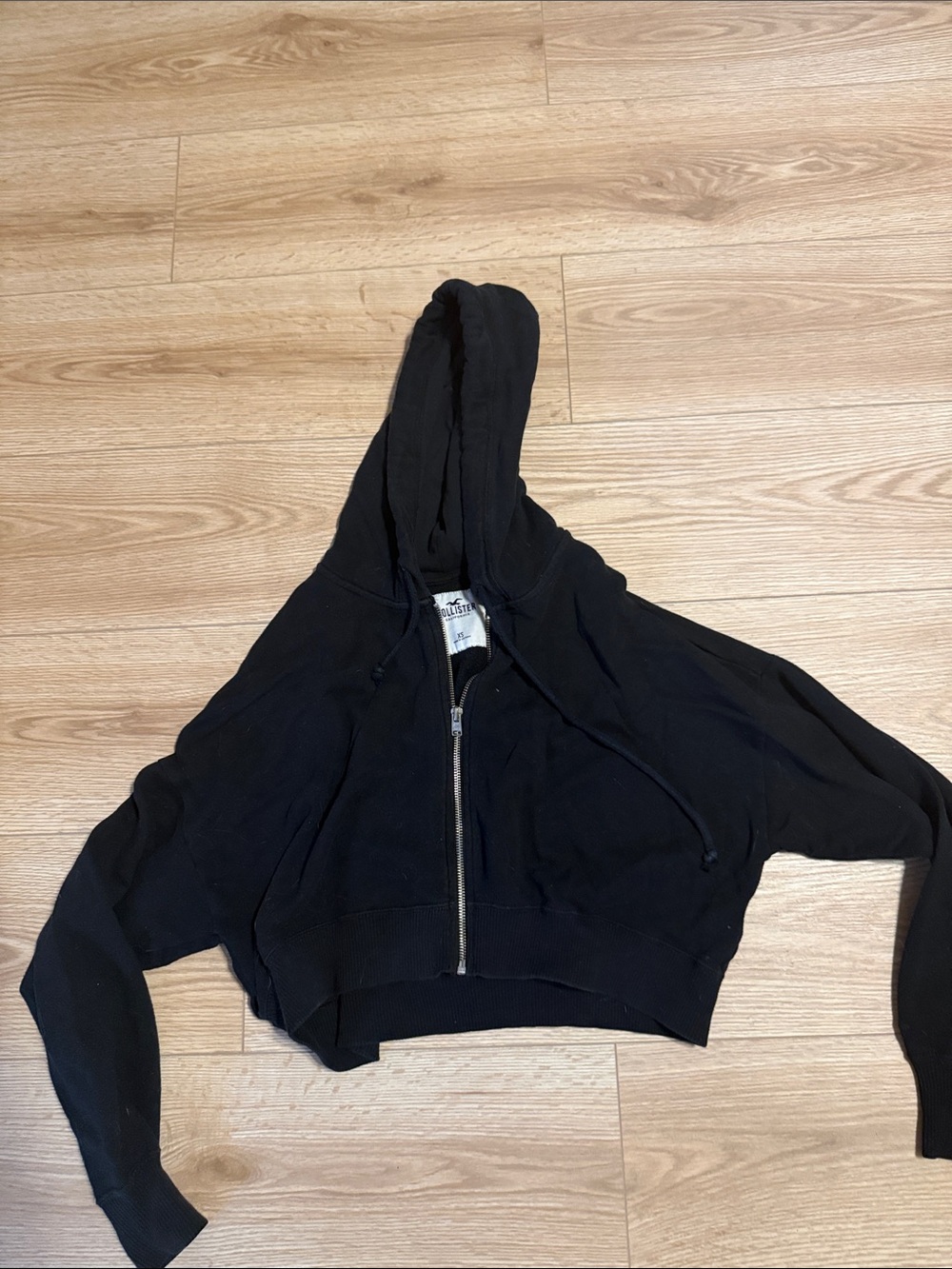 Hollister Black cropped Zip Hoodie